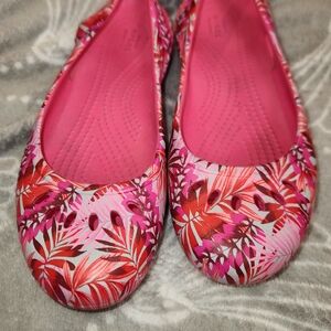 CROCS Pink Floral Women's Flats
